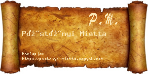 Pöstényi Mietta névjegykártya